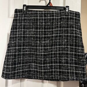 Time and Tru Black and White Checkered Mini Skirt